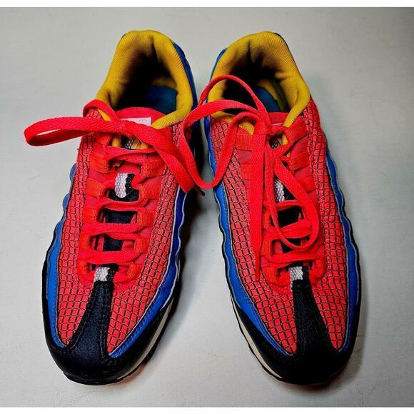 Nike Max 95 Other - NIKE Air Max 95 Crimson Blue Red Yellow leather accent shoes. Youth 7. Stylish